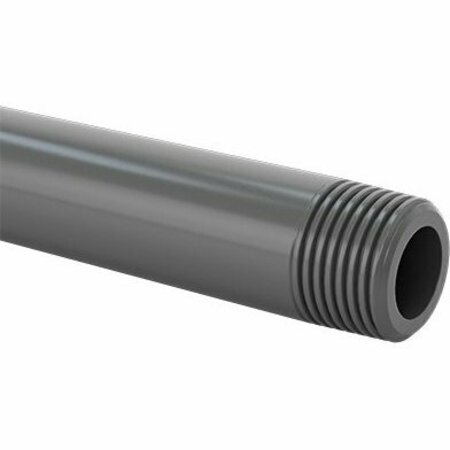 BSC PREFERRED Thick-Wall Dark Gray PVC Pipe for Water for Water Threaded on Both Ends 3/8 NPT 5 Feet Long 4687T52